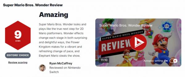 《超级马里奥兄弟：惊奇》荣获IGN 9分好评，媒体高度评价其创新性和乐趣